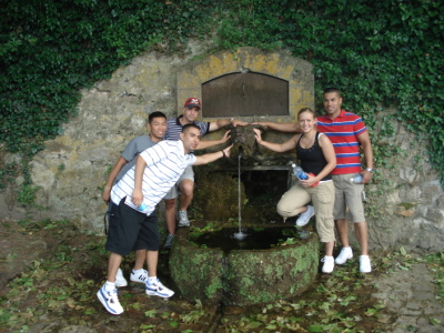 Our group of Marines at the Devil Dog Fountain in France